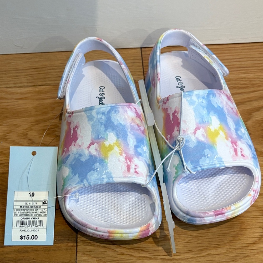 Cat & Jack Toddler Watercolor Slide Sandals – Size 10